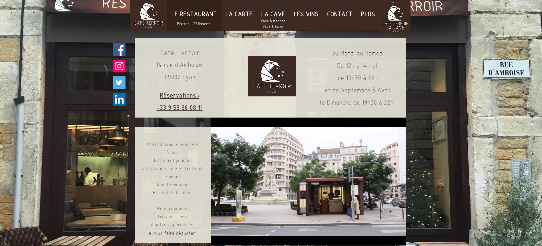 Le site internet du Café Terroir à Lyon